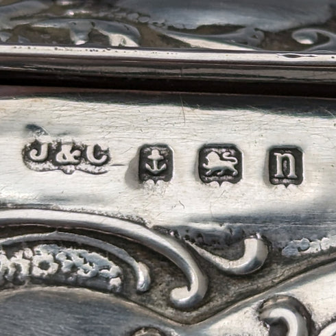 1912 British Antique Sterling Silver Jewelry Box 370g Jones & Crompton